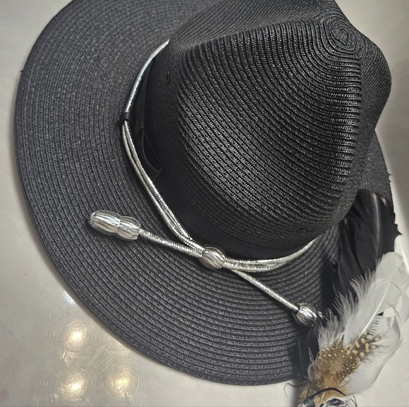 Classic Black "Major Payne" Sergant/Campaign Hat with removable hat feathers,etc - Picture 9 of 10